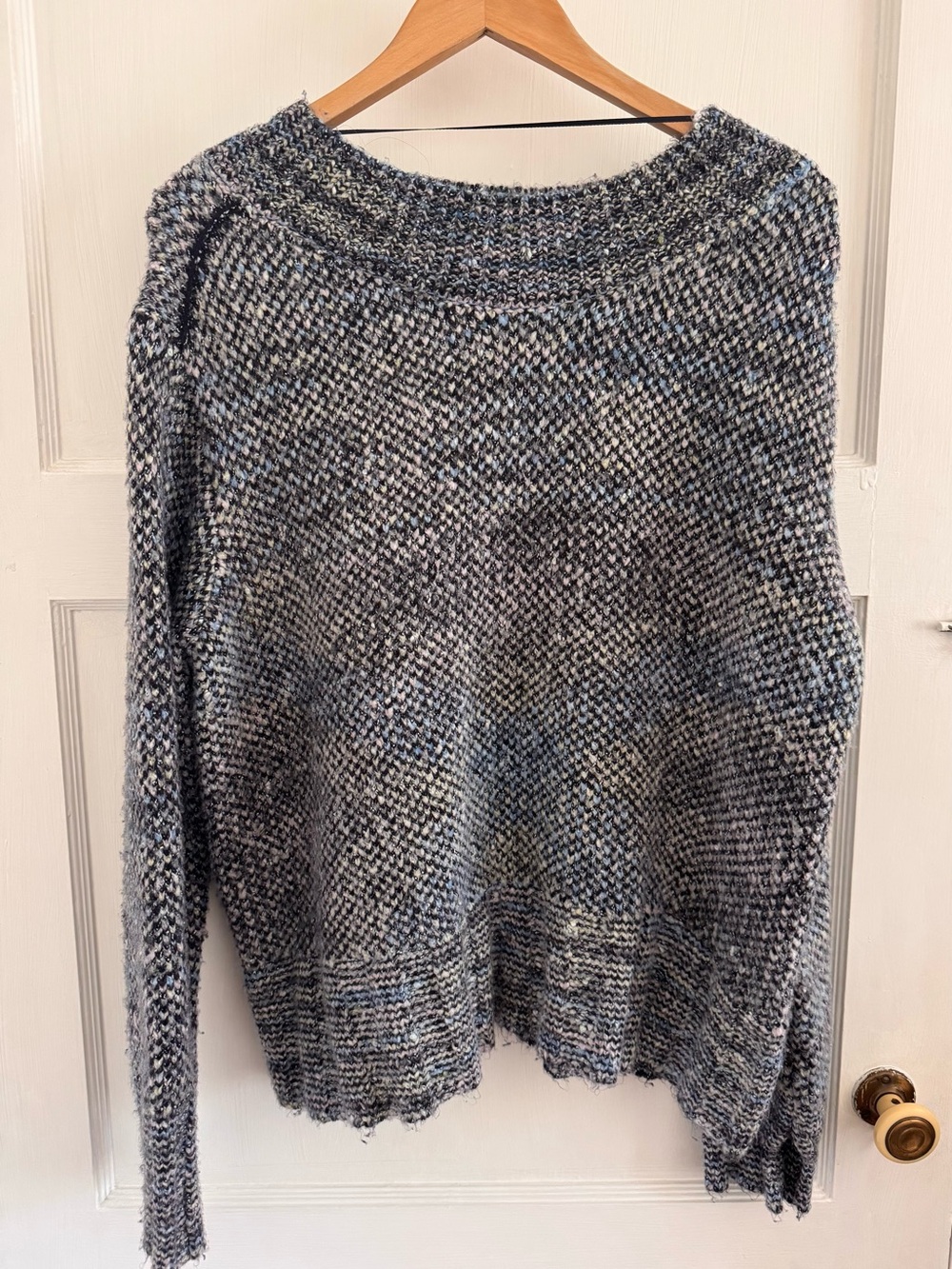 Free People Heathered Blue-Grey Crewneck Sweater